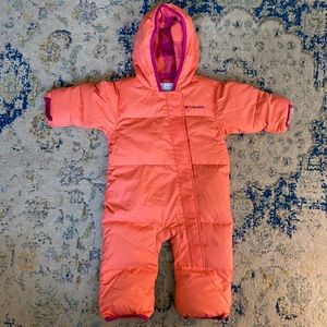 COLUMBIA Baby Girls 6-12 mo Orange Pink Insulated Bunting Snowsuit